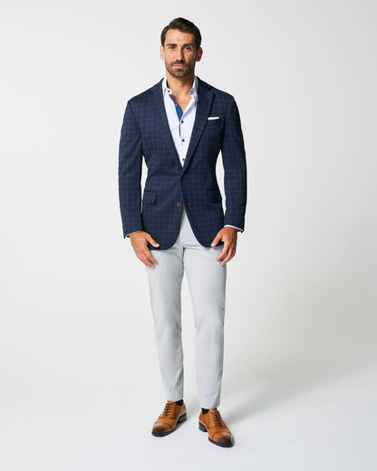State & Liberty Athletic Fit Stretch Wool Blazer - Blue Plaid