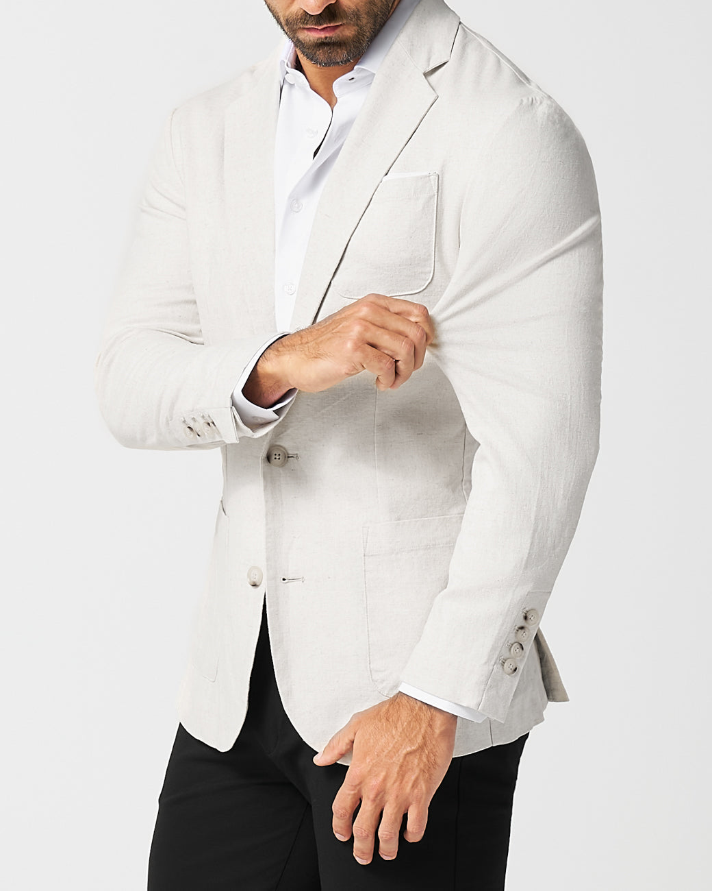 State & Liberty Unstructured Linen Blazer - Cream
