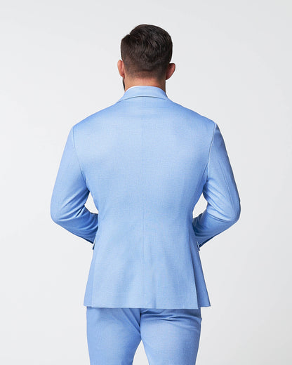 State & Liberty Athletic Fit Stretch Blazer - Light Blue Mini Houndstooth