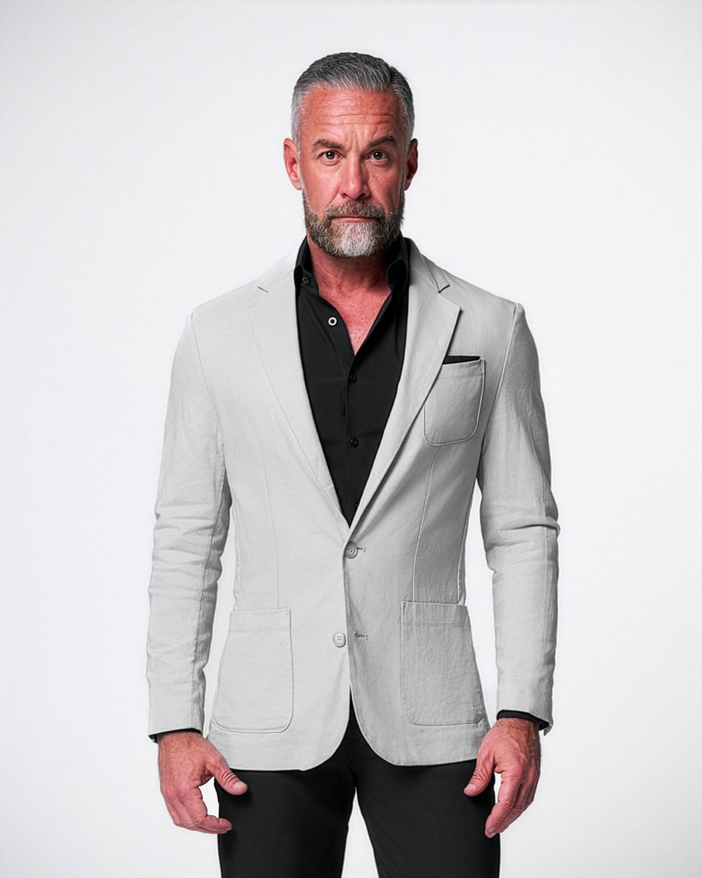 State & Liberty Unstructured Linen Blazer - Light Grey