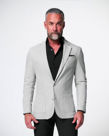 State & Liberty Unstructured Linen Blazer - Light Grey