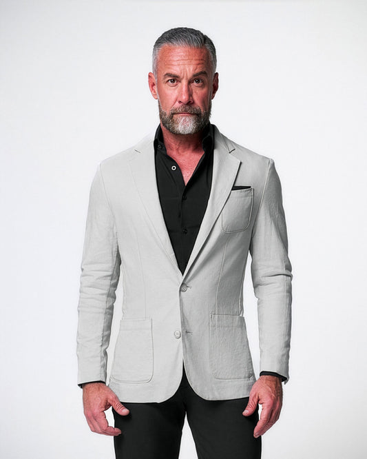 State & Liberty Unstructured Linen Blazer - Light Grey