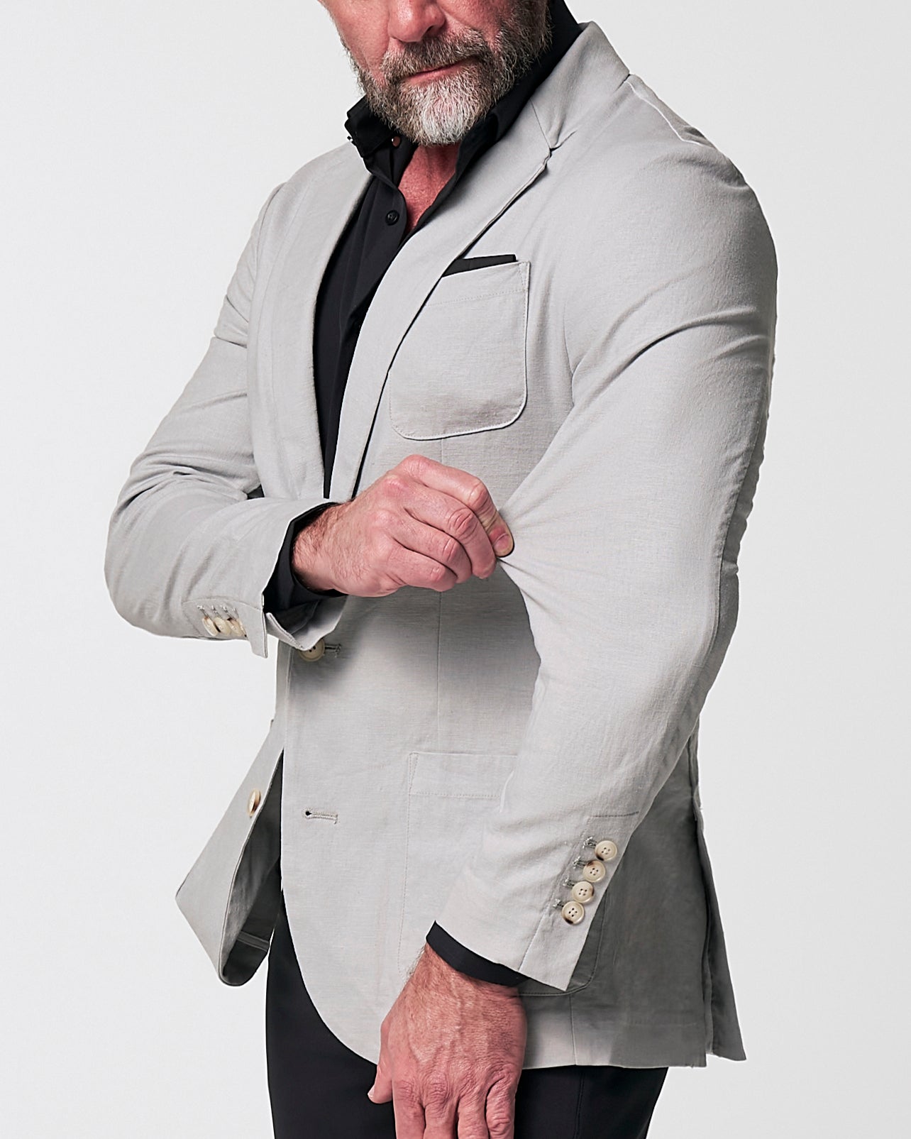 State & Liberty Unstructured Linen Blazer - Light Grey