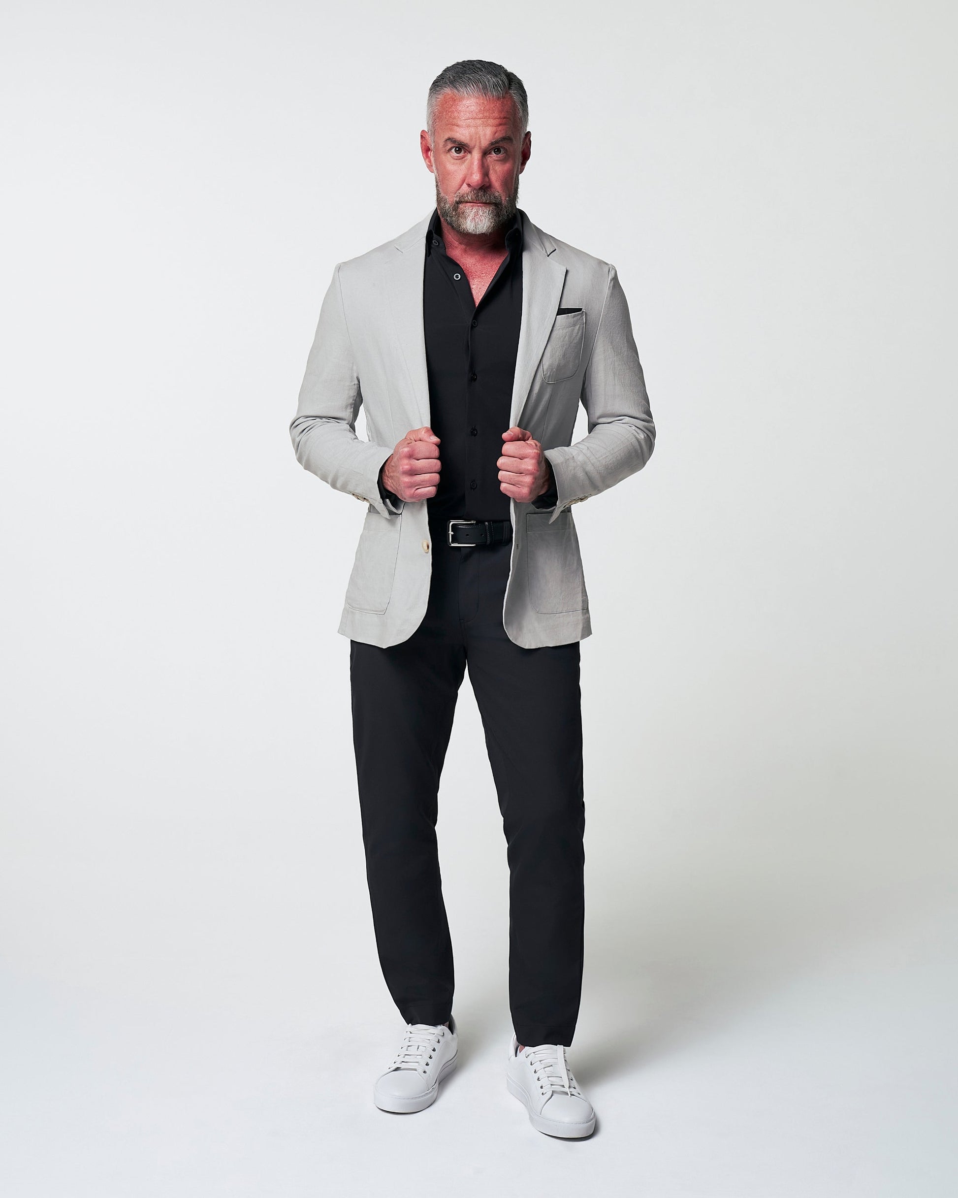 State & Liberty Unstructured Linen Blazer - Light Grey