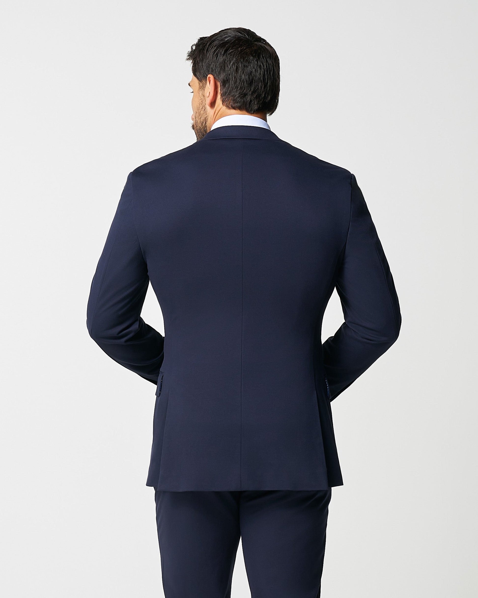 State & Liberty Athletic Fit Stretch Blazer - Navy Double Breasted