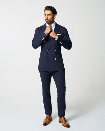 State & Liberty Athletic Fit Stretch Blazer - Navy Double Breasted