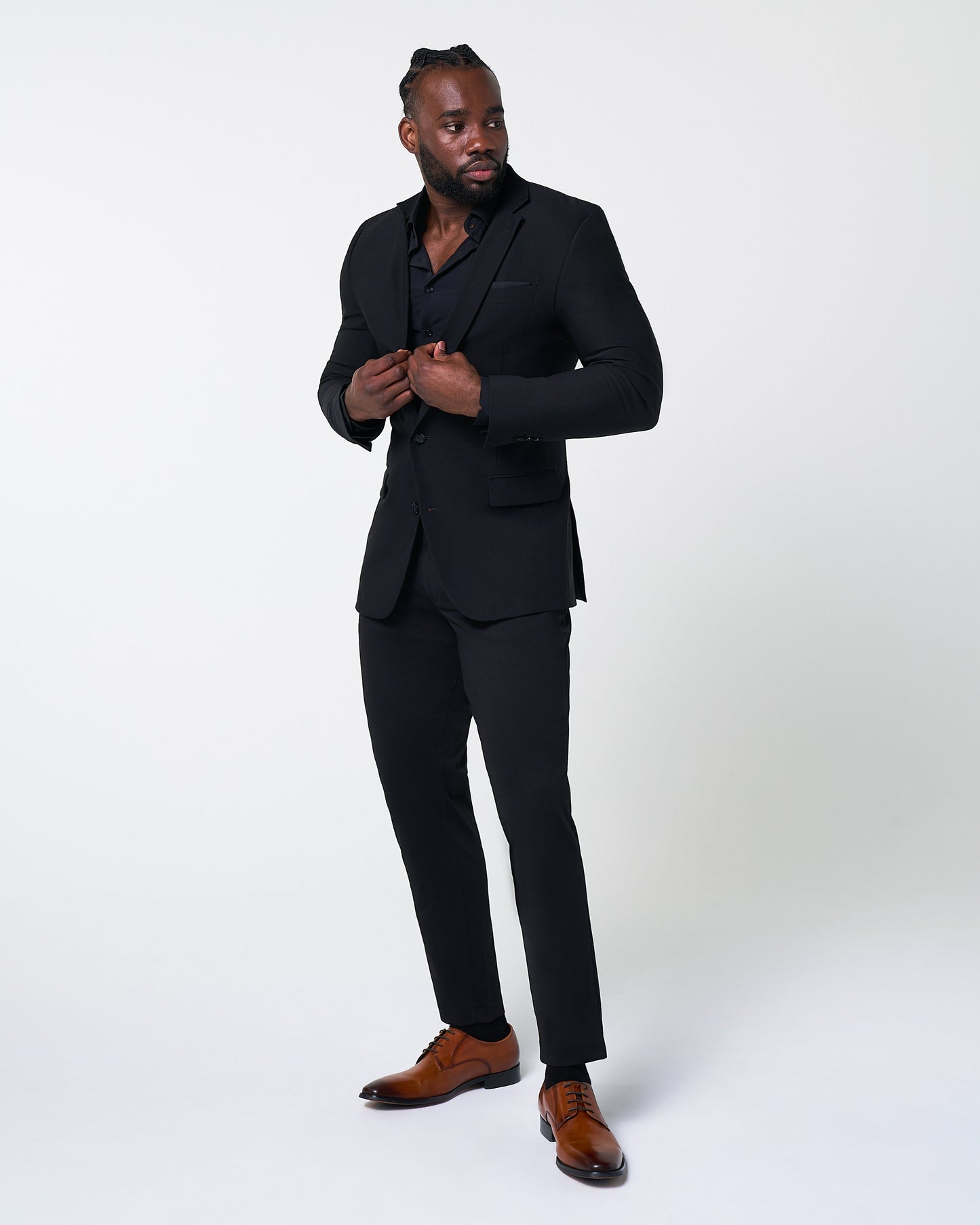 State & Liberty Athletic Fit Stretch Suit Pants - Black