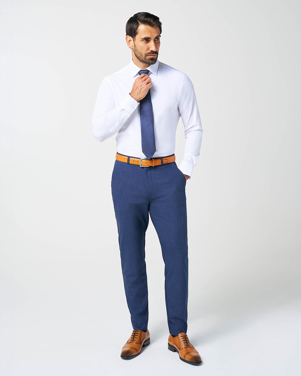 State & Liberty Athletic Fit Stretch Suit Pants - Heathered Navy