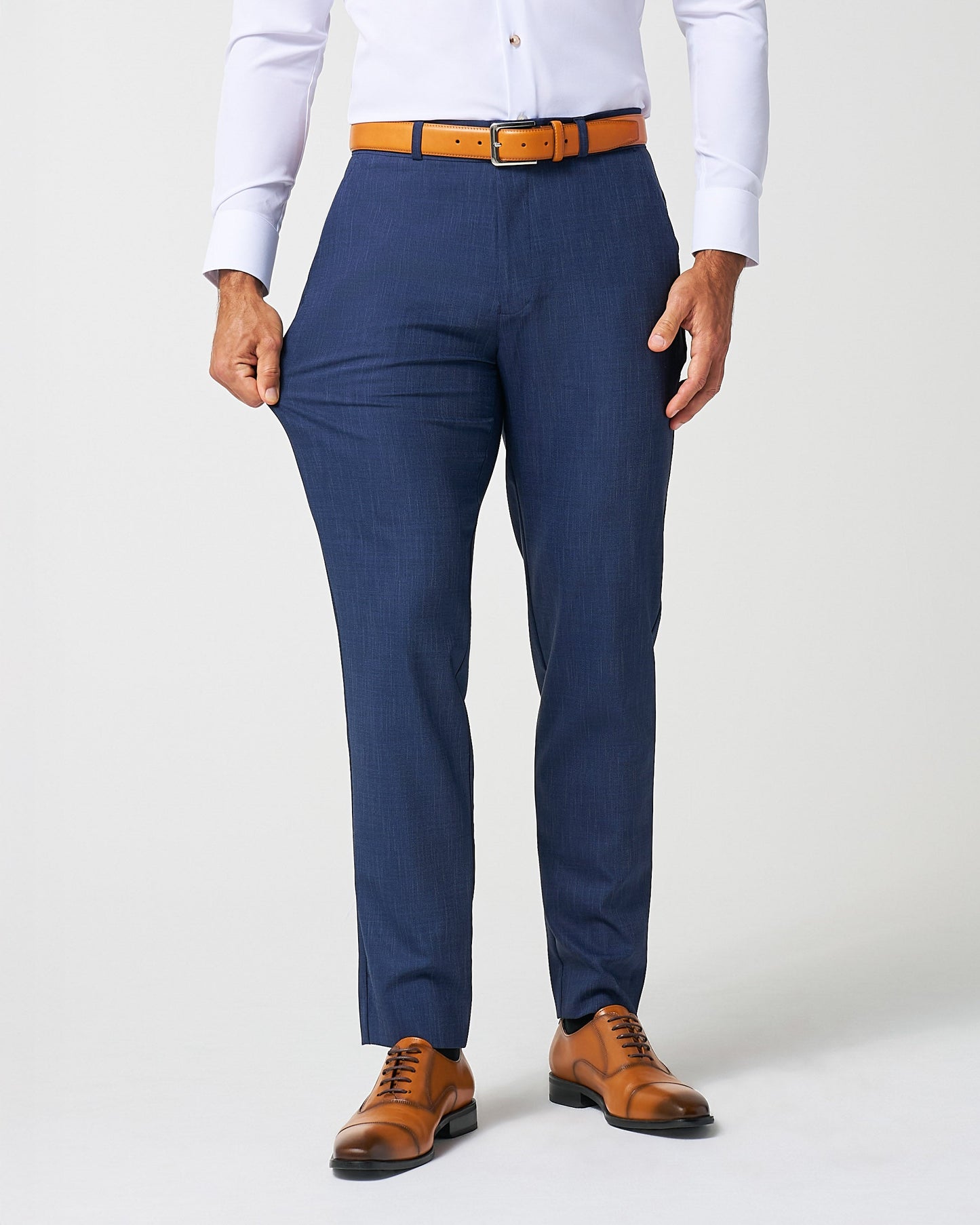 State & Liberty Athletic Fit Stretch Suit Pants - Heathered Navy