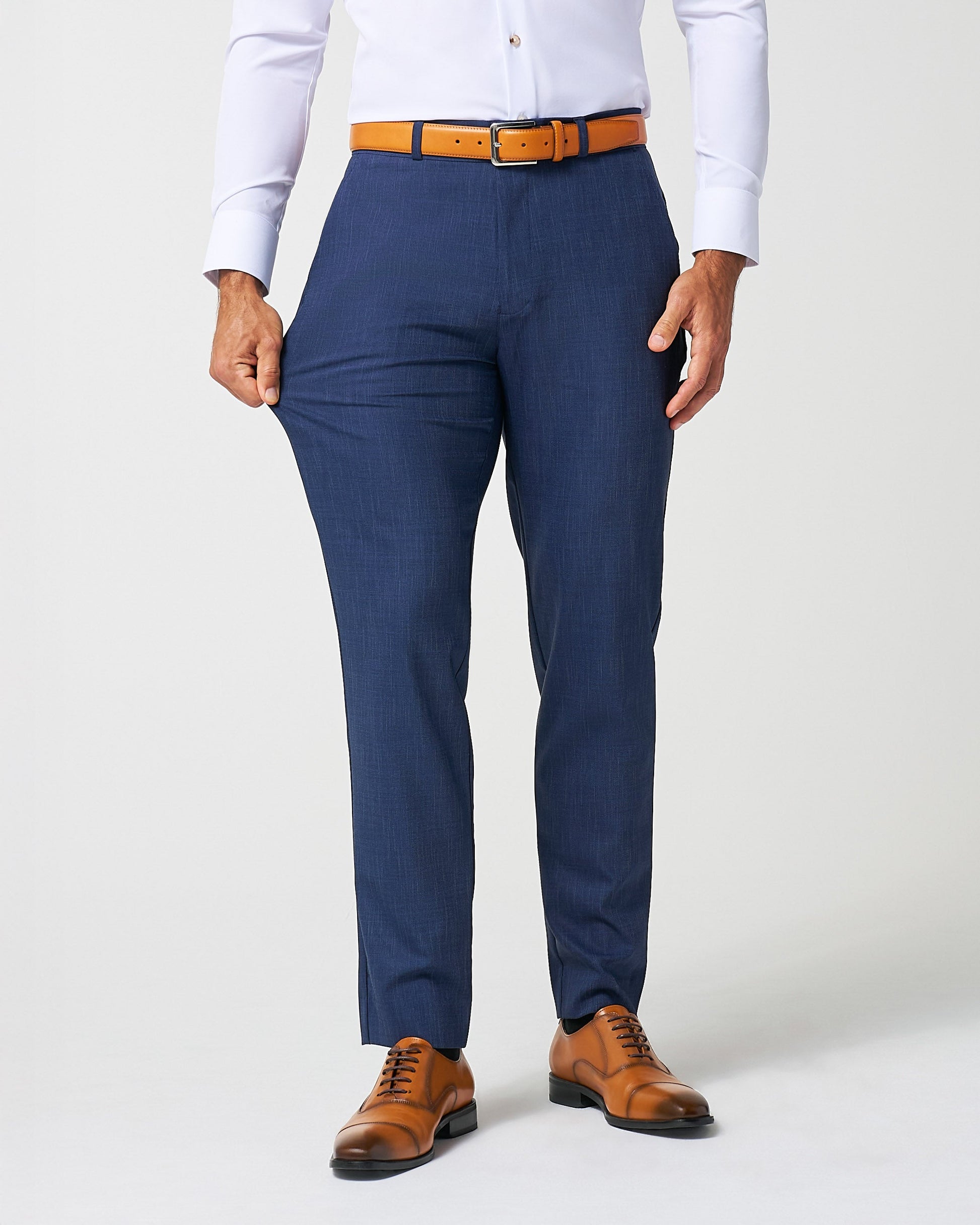 State & Liberty Athletic Fit Stretch Suit Pants - Heathered Navy