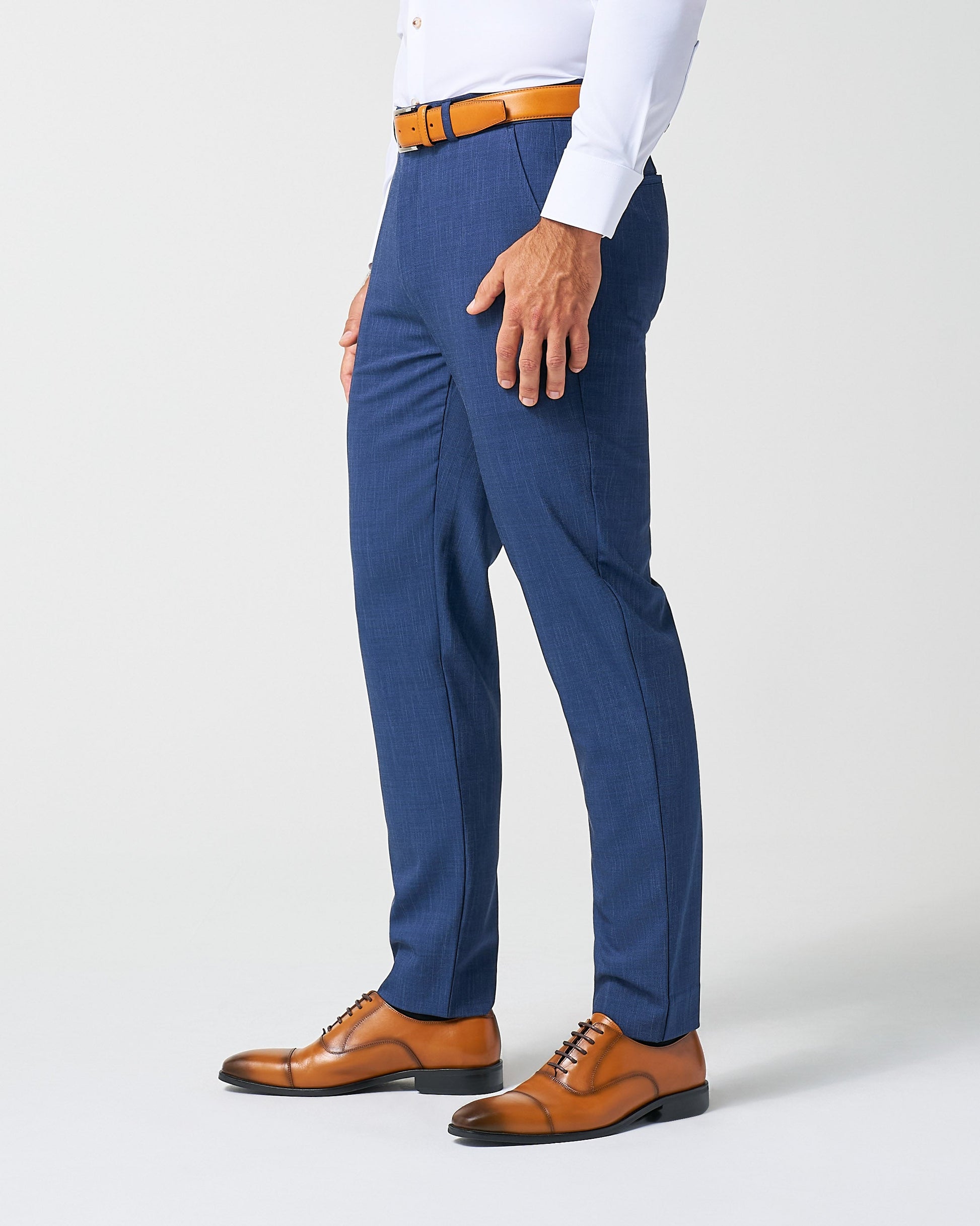 State & Liberty Athletic Fit Stretch Suit Pants - Heathered Navy
