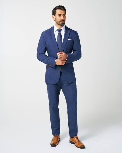 State & Liberty Athletic Fit Stretch Suit Pants - Heathered Navy