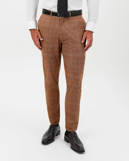 State & Liberty Athletic Fit Stretch Pants - Light Brown Crosshatch