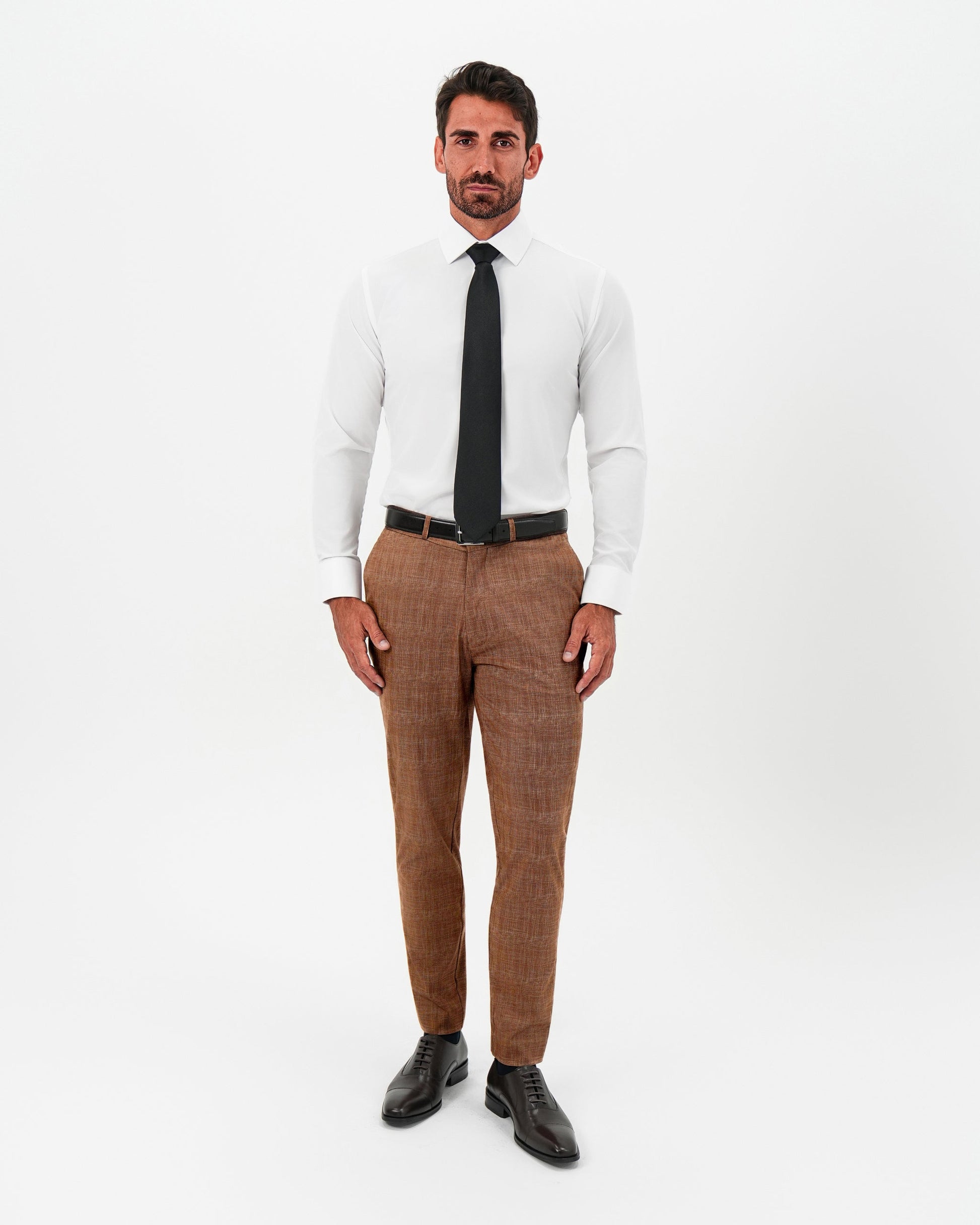 State & Liberty Athletic Fit Stretch Pants - Light Brown Crosshatch