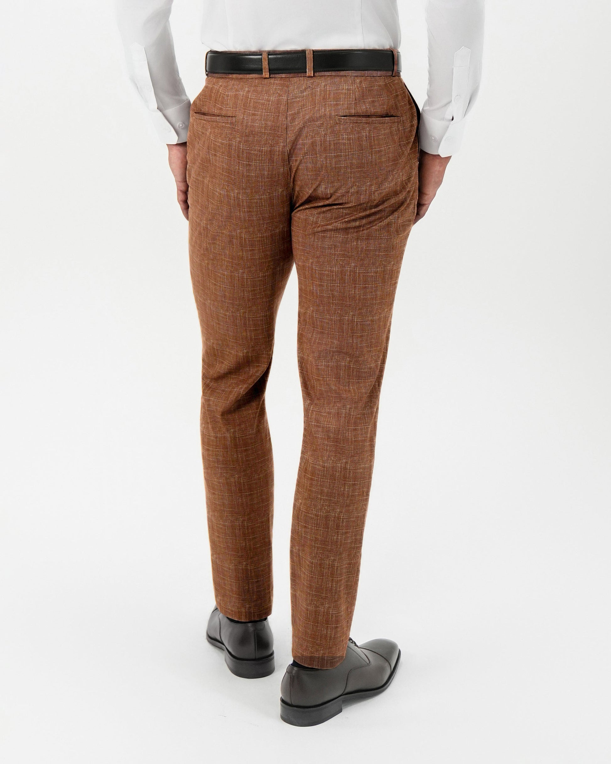State & Liberty Athletic Fit Stretch Pants - Light Brown Crosshatch