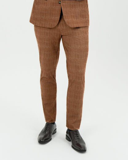 State & Liberty Athletic Fit Stretch Pants - Light Brown Crosshatch