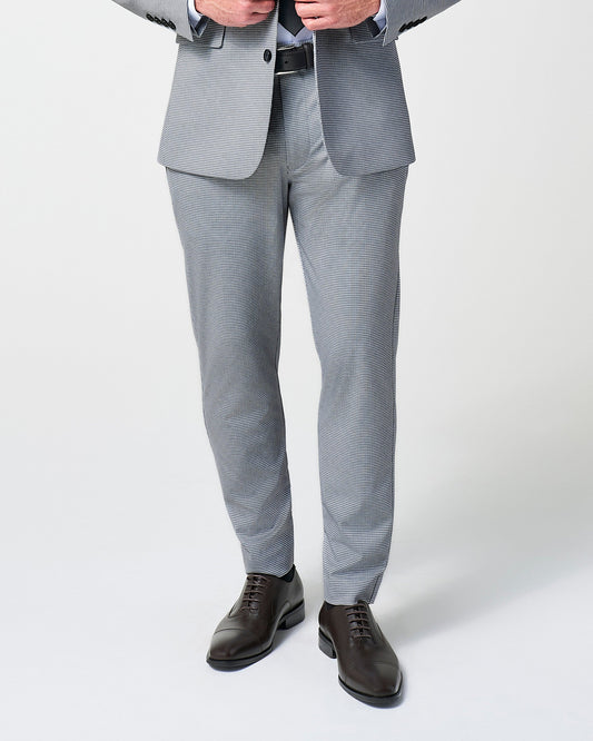 State & Liberty Athletic Fit Stretch Suit Pants - Slate Grey Houndstooth