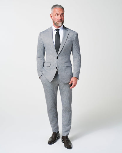 State & Liberty Athletic Fit Stretch Suit Pants - Slate Grey Houndstooth