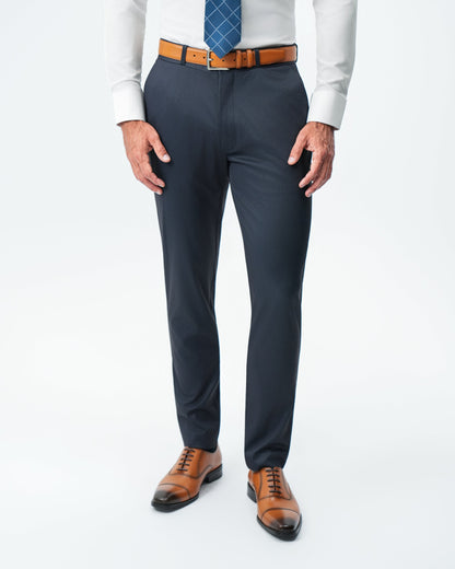 State & Liberty Athletic Fit Stretch Suit Pants - Navy & Black Mini Houndstooth