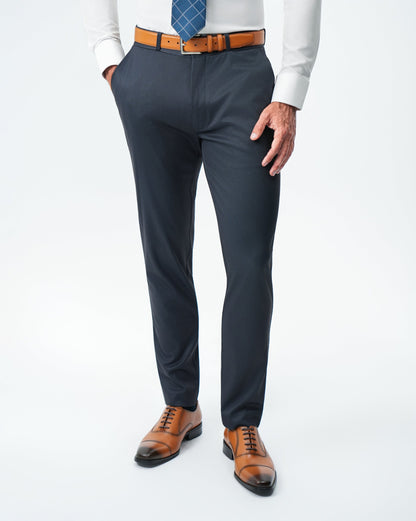 State & Liberty Athletic Fit Stretch Suit Pants - Navy & Black Mini Houndstooth