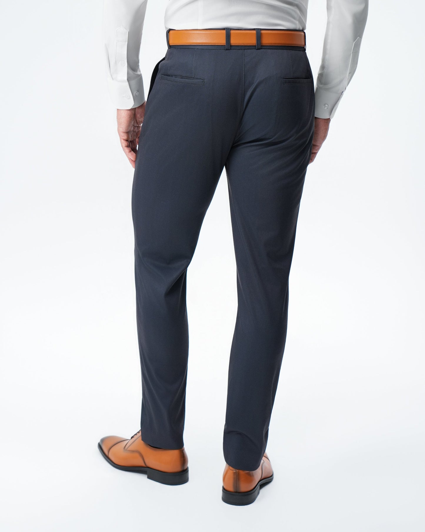 State & Liberty Athletic Fit Stretch Suit Pants - Navy & Black Mini Houndstooth