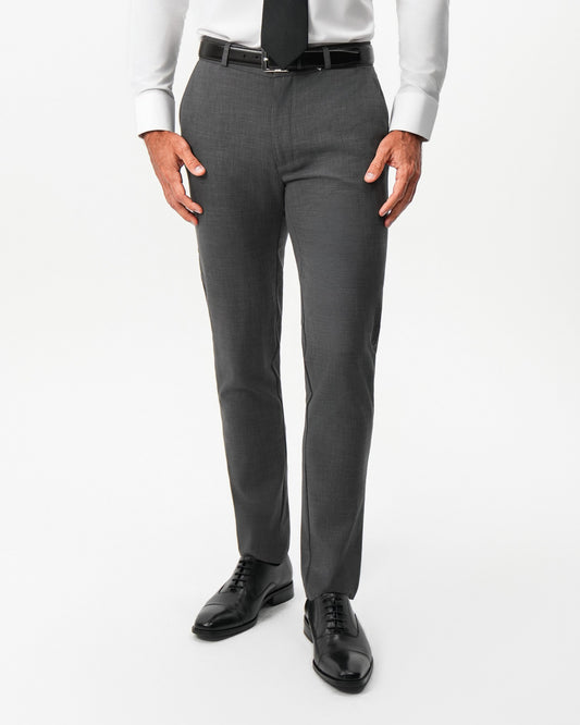 State & Liberty Athletic Fit Stretch Suit Pants - Dark Grey Crosshatch