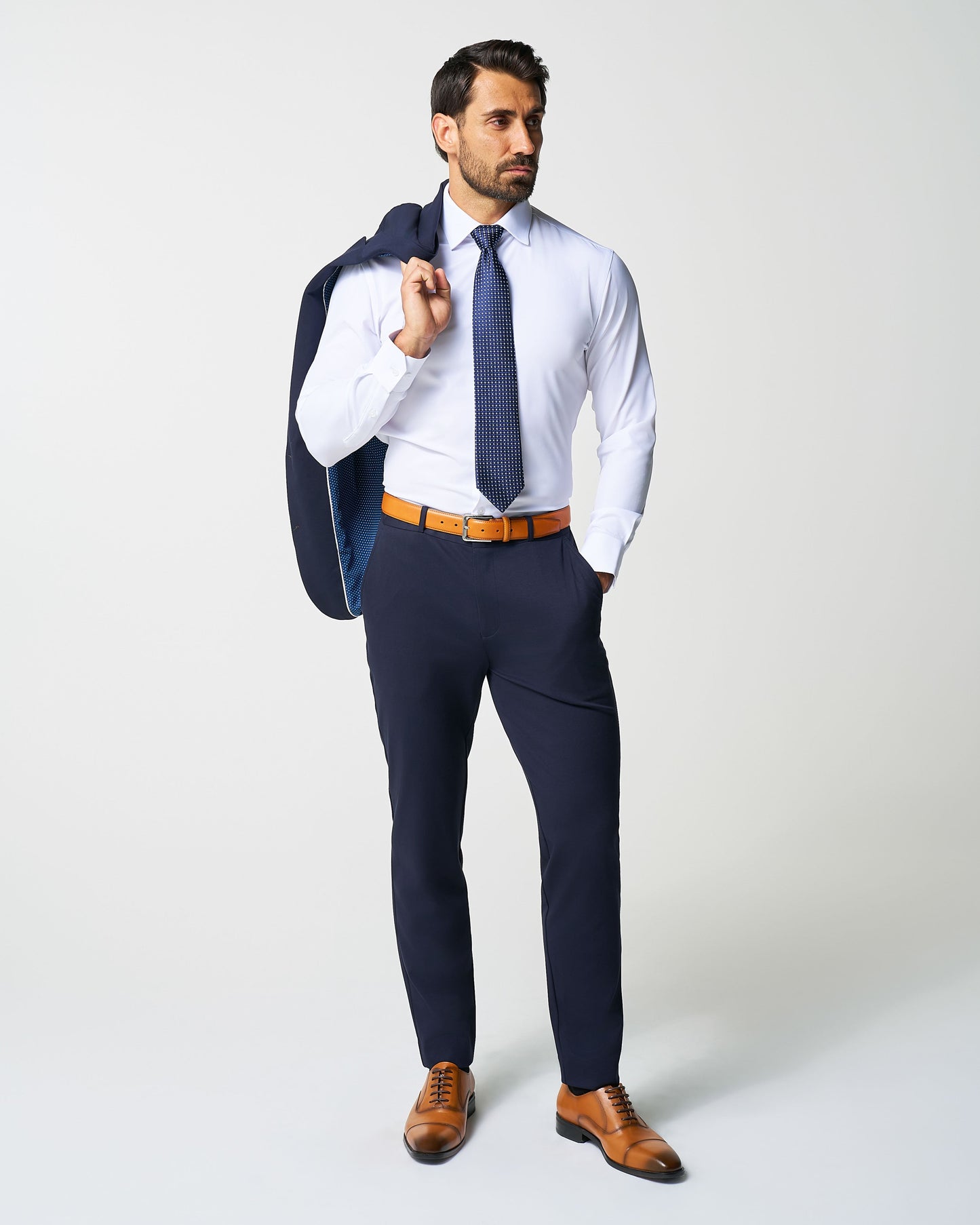 State & Liberty Athletic Fit Stretch Suit Pants - Navy