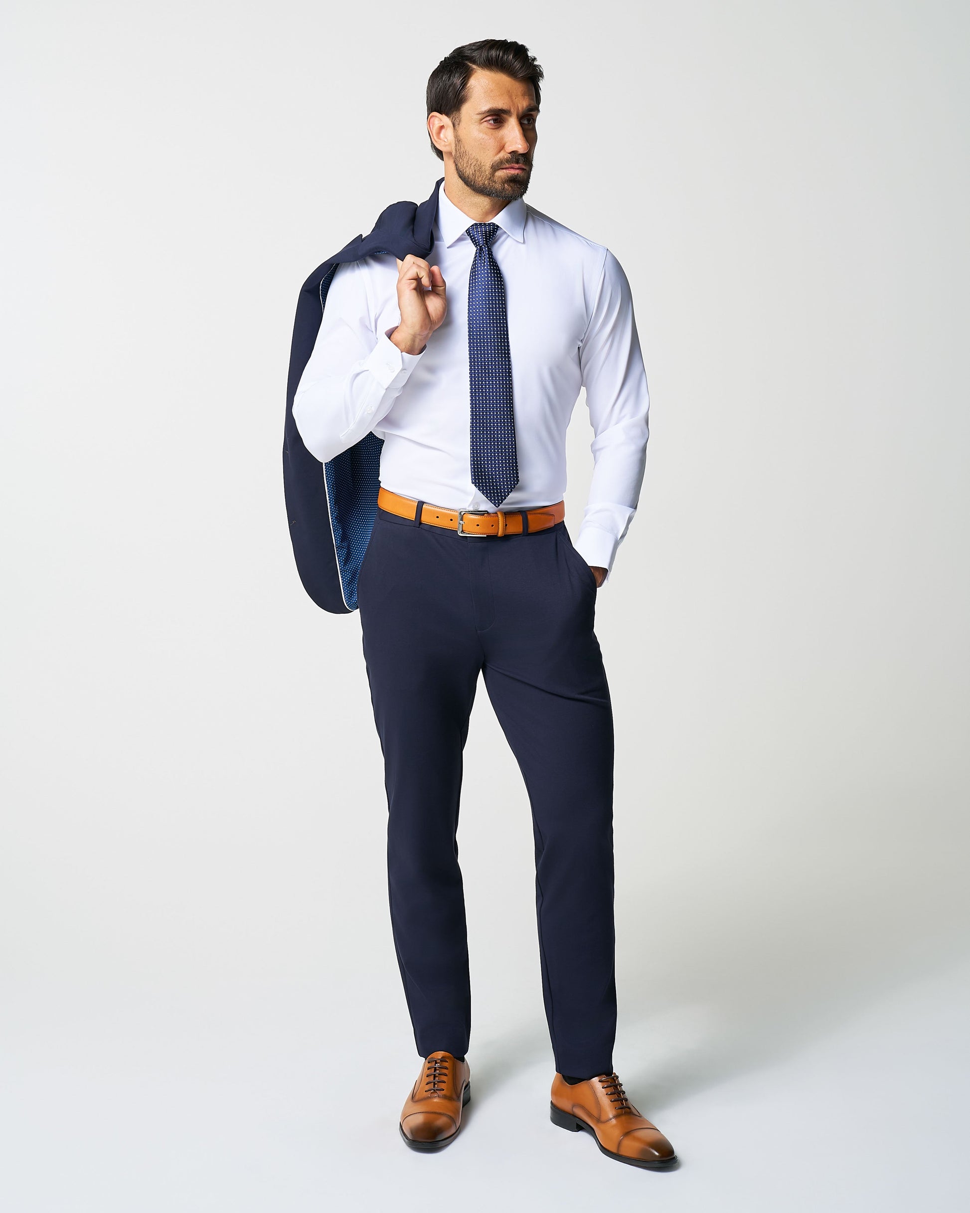 State & Liberty Athletic Fit Stretch Suit Pants - Navy