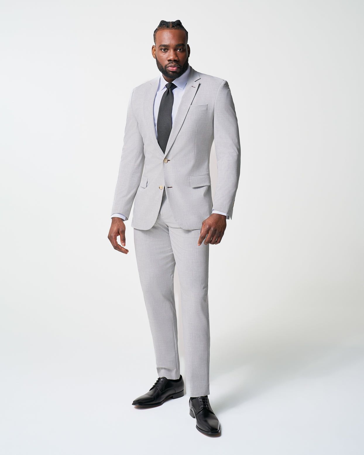 State & Liberty Athletic Fit Suit Pants - Lightweight Heathered Light Grey