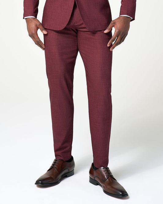 State & Liberty Athletic Fit Stretch Suit Pants - Heathered Maroon