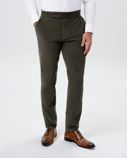 State & Liberty Corduroy Flat Front Waistband Pant - Dark Olive
