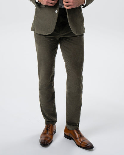 State & Liberty Corduroy Flat Front Waistband Pant - Dark Olive