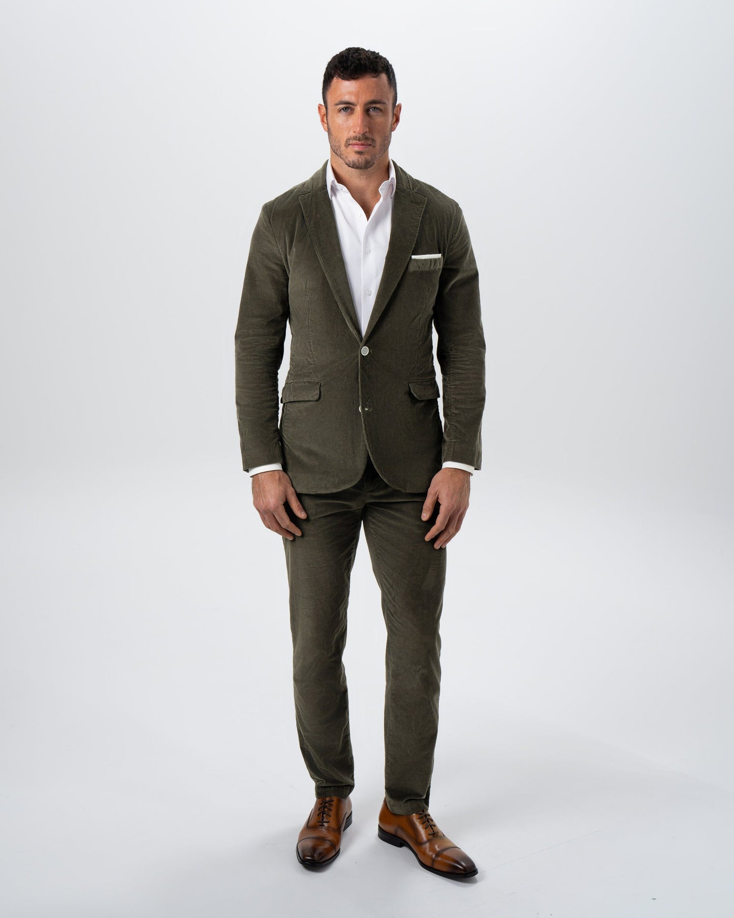 State & Liberty Corduroy Flat Front Waistband Pant - Dark Olive