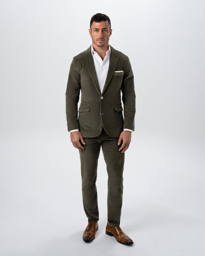 State & Liberty Corduroy Flat Front Waistband Pant - Dark Olive