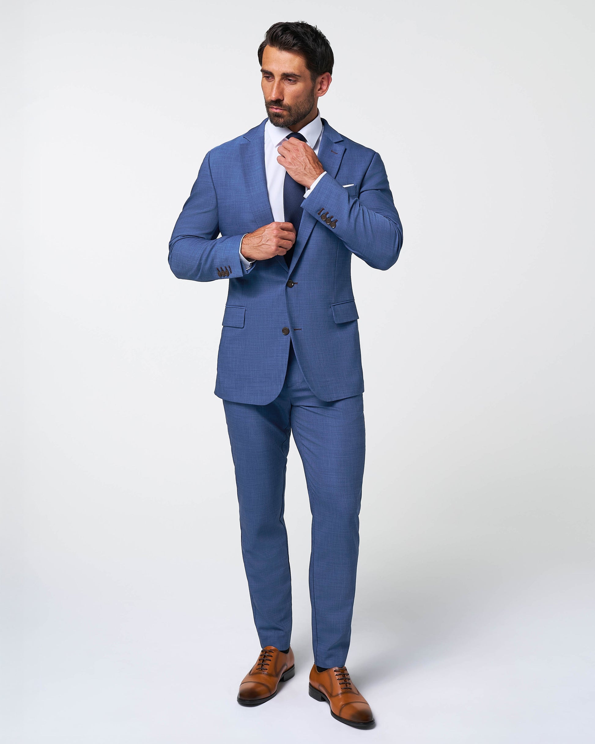 State & Liberty Athletic Fit Stretch Suit Pants - Heathered Blue