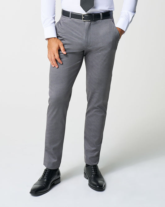State & Liberty Athletic Fit Stretch Suit Pants - Shadow Grey Plaid