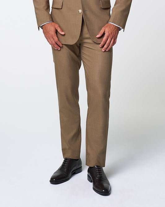 State & Liberty Athletic Fit Stretch Suit Pants - Heathered Cappuccino