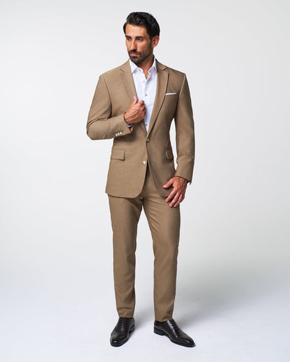 State & Liberty Athletic Fit Stretch Suit Pants - Heathered Cappuccino