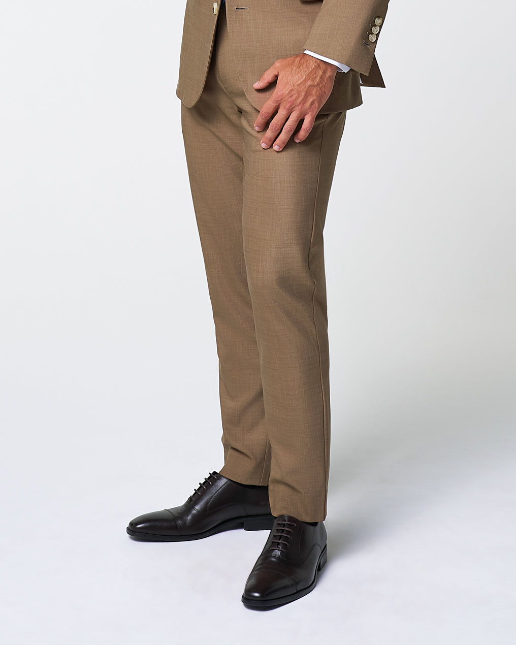 State & Liberty Athletic Fit Stretch Suit Pants - Heathered Cappuccino
