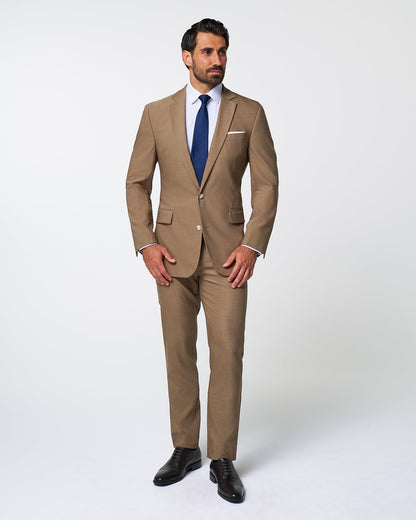 State & Liberty Athletic Fit Stretch Suit Pants - Heathered Cappuccino