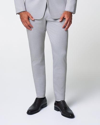 State & Liberty Brushed Tech Suit Pant - Light Grey Microcheck