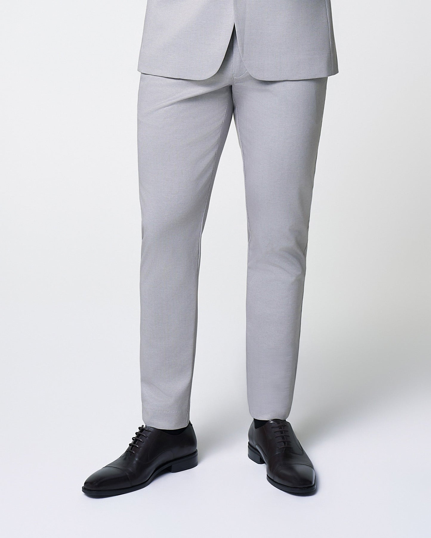 State & Liberty Brushed Tech Suit Pant - Light Grey Microcheck