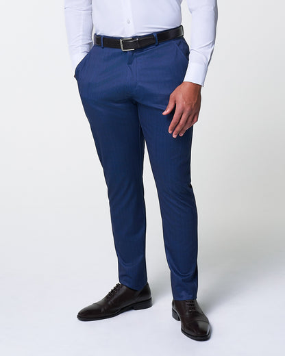 State & Liberty Athletic Fit Stretch Suit Pants - Navy & White Stripe