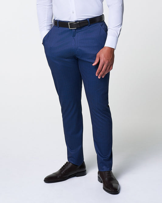 State & Liberty Athletic Fit Stretch Suit Pants - Navy & White Stripe