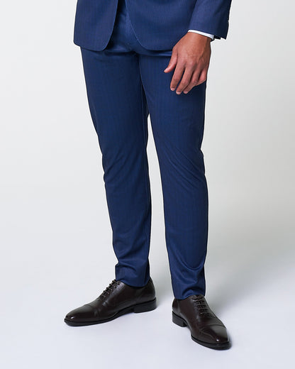 State & Liberty Athletic Fit Stretch Suit Pants - Navy & White Stripe