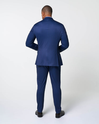 State & Liberty Athletic Fit Stretch Suit Pants - Navy & White Stripe