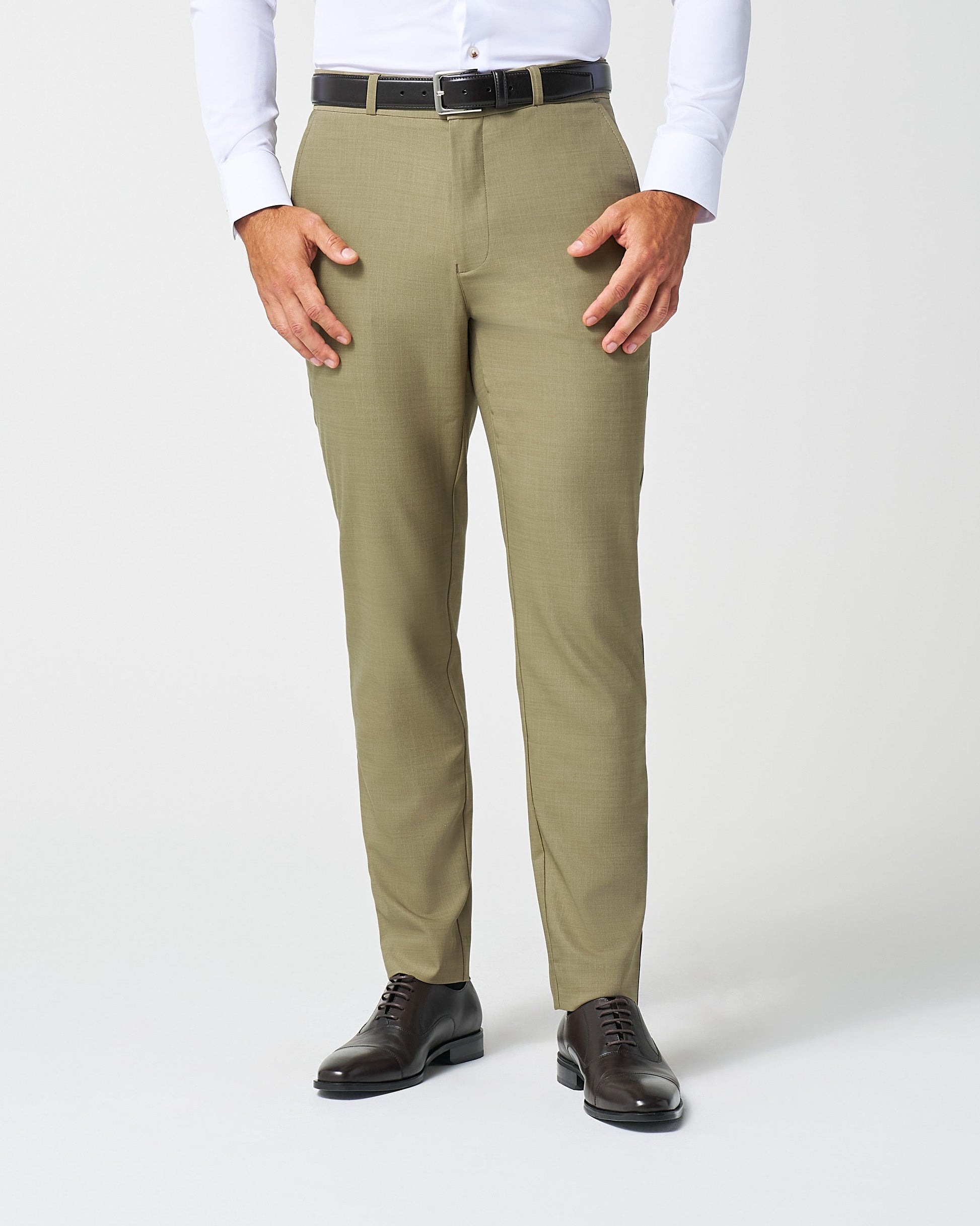 State & Liberty Athletic Fit Stretch Suit Pants - Heathered Olive