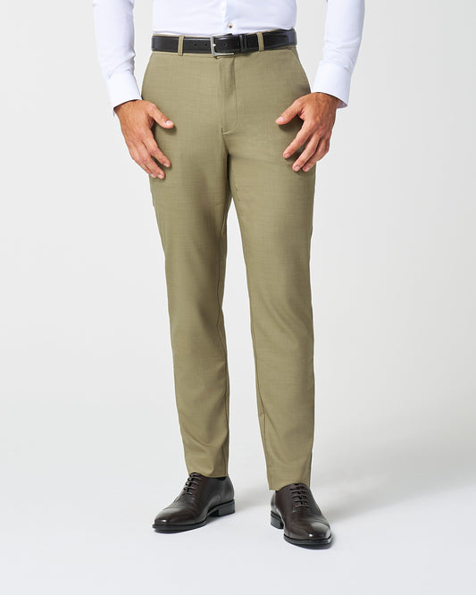 State & Liberty Athletic Fit Stretch Suit Pants - Heathered Olive