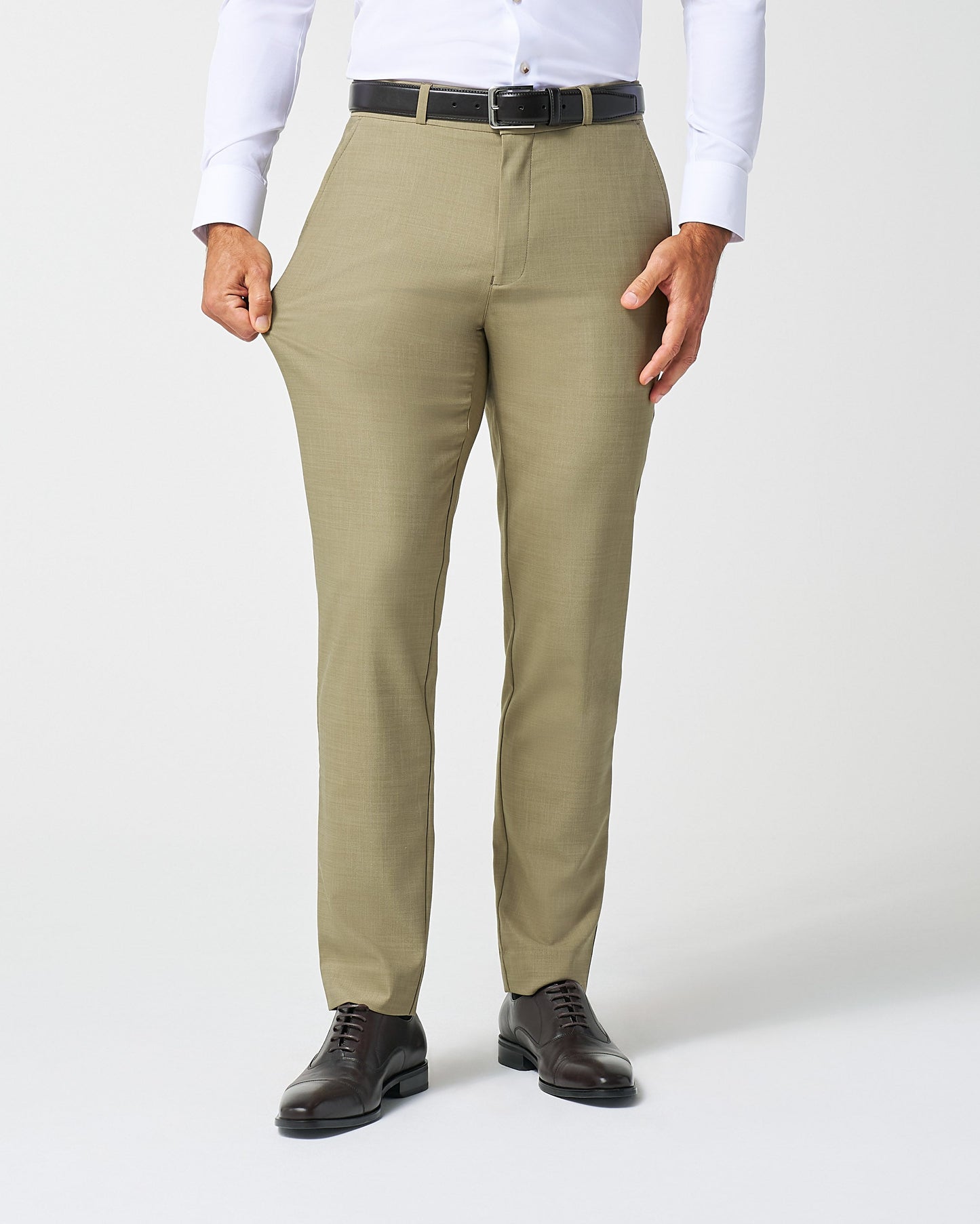 State & Liberty Athletic Fit Stretch Suit Pants - Heathered Olive