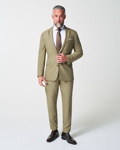 State & Liberty Athletic Fit Stretch Suit Pants - Heathered Olive